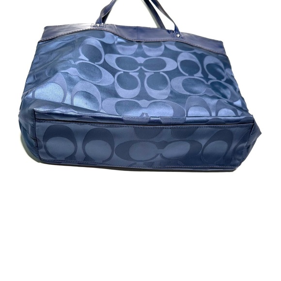 Coach | Blue Signature Laura Nylon Patent Leather Tote Bag - Picture 11 of 16